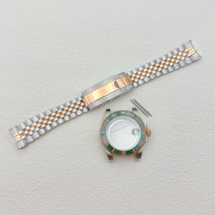 40MM黑绿水鬼间枚表壳表带圈套装蓝宝石游艇表壳适NH34/NH35机芯