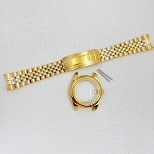 NH35全金表壳36/39MM狗牙圈日志表壳蓝宝石斜边圆边表壳表带套装