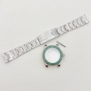 NH35机芯精钢平镜外壳40MM潜水游艇表壳表带表圈套装蓝宝石适NH36