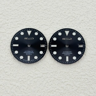 新款水鬼表盘28.5MM太阳纹字面强绿夜光SUB表盘适装NH35机芯配件