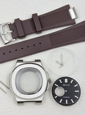 手表配件鹦鹉螺表壳胶带字面针套装蓝宝石玻璃适NH38机芯外壳41MM