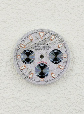 新款VK63机芯表盘29.5MM绿夜光三眼陨石表盘改装配件适合VK63机芯