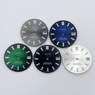 新款28.5MM表盘条钉绿夜光表盘字面适装NH35NH36机芯手表改装配件