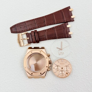 42MM橡树玫瑰金表壳皮带针扣字面套装蓝宝石玻璃适装VK63机芯配件