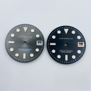 配件 NH36机芯改装 28.5MM灰游艇改装 表盘太阳纹绿夜光字面适NH35