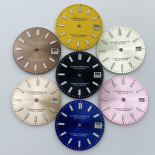 28.5MM日志表盘太阳纹手表改装配件条钉绿夜光字面适配NH35/36/4R