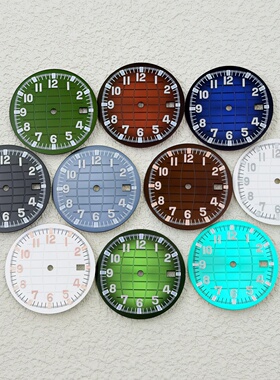 新款NH35表盘32MM手雷无logo表盘绿夜光机械表改装潜水表配件