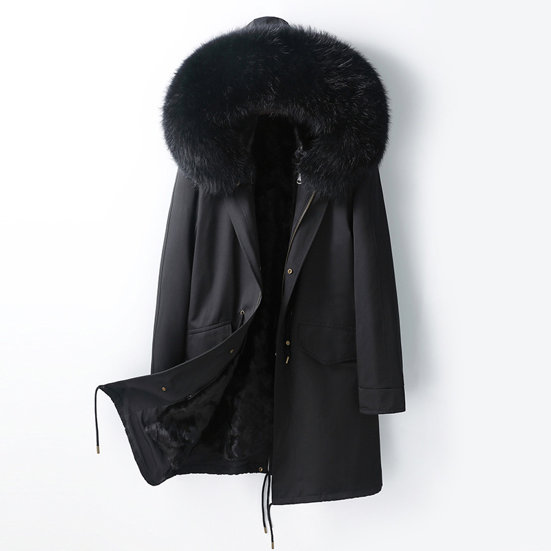 派克服男可拆卸水貂毛内胆中长款皮毛一体冬季男士尼克服皮草