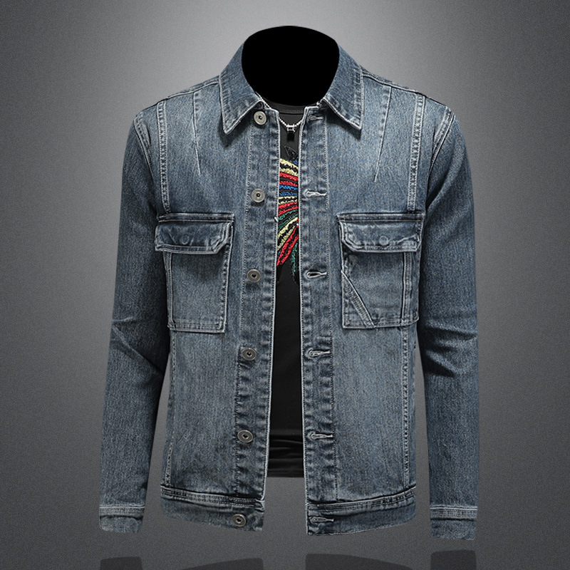 730/N9608/P145 修身韩版简约牛仔外套男士口袋装饰
