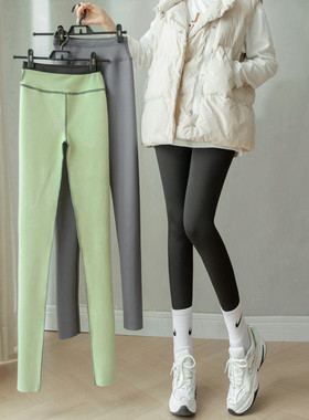 黑色鲨鱼皮打底裤女外穿春秋高腰鲨鱼裤提臀笆芘裤修身加绒瑜伽裤