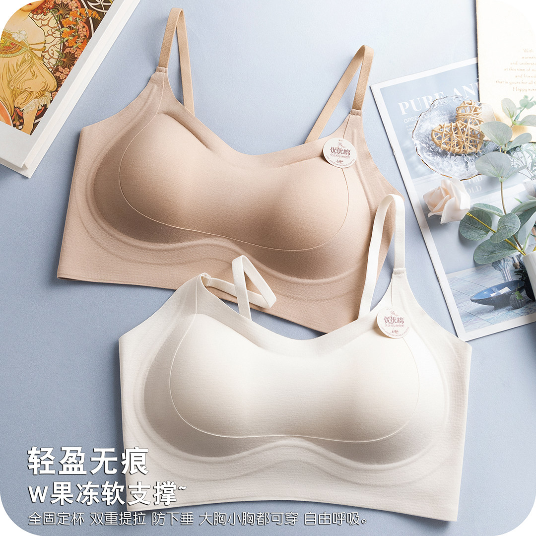 大胸显小内衣全罩杯收副乳粉底液文胸无痕提拉聚拢防外扩薄款美背图片