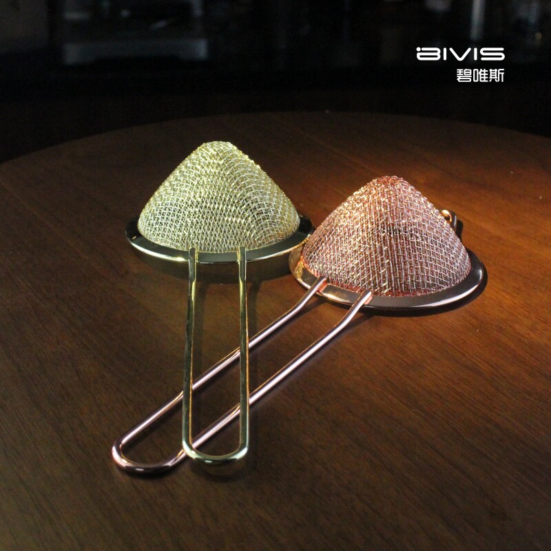 日式滤网不锈钢双层漏网酒吧三角漏网过滤器锥型滤冰器调酒过滤网