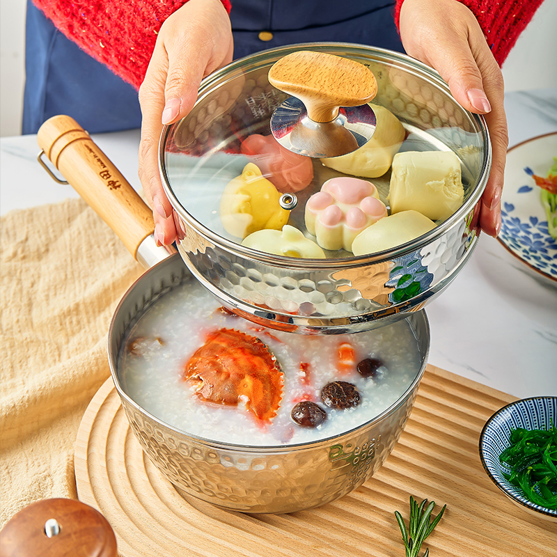 日本进口神田雪平锅 无涂层不锈钢牛奶锅煮汤锅泡面锅宝宝辅食锅