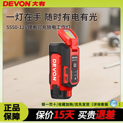 大有12V锂电工作灯手电筒多功能可充放电照明灯5550