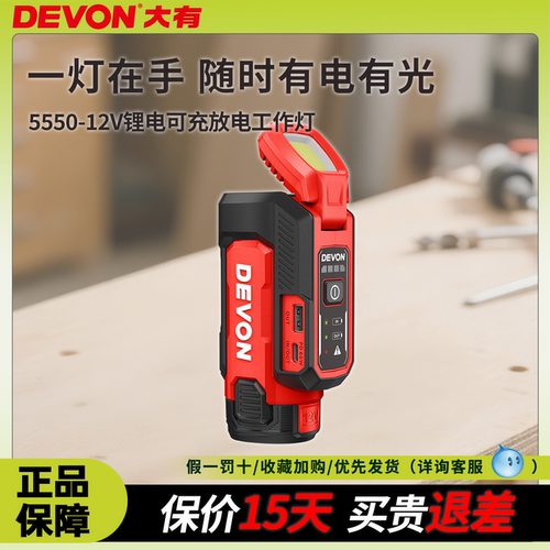 大有12V锂电工作灯手电筒多功能可充放电照明灯5550
