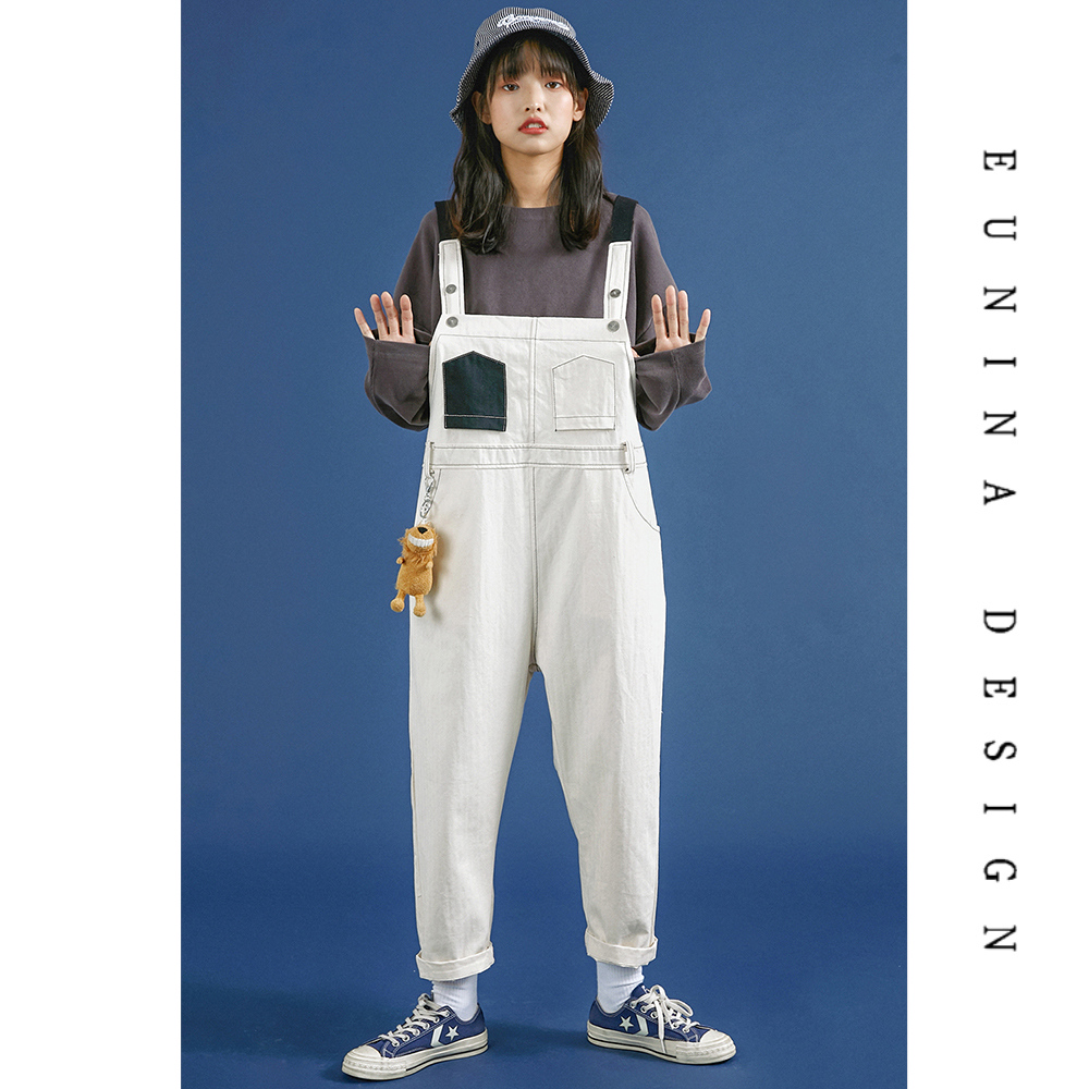 159.00元包邮eunina2019秋季新款口袋拼接街头bf