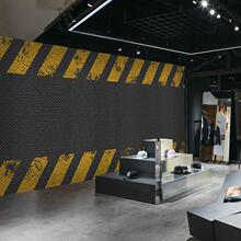 复古工业风3d金属背景墙纸舞蹈街舞室教室装修壁画健身房酒吧壁纸