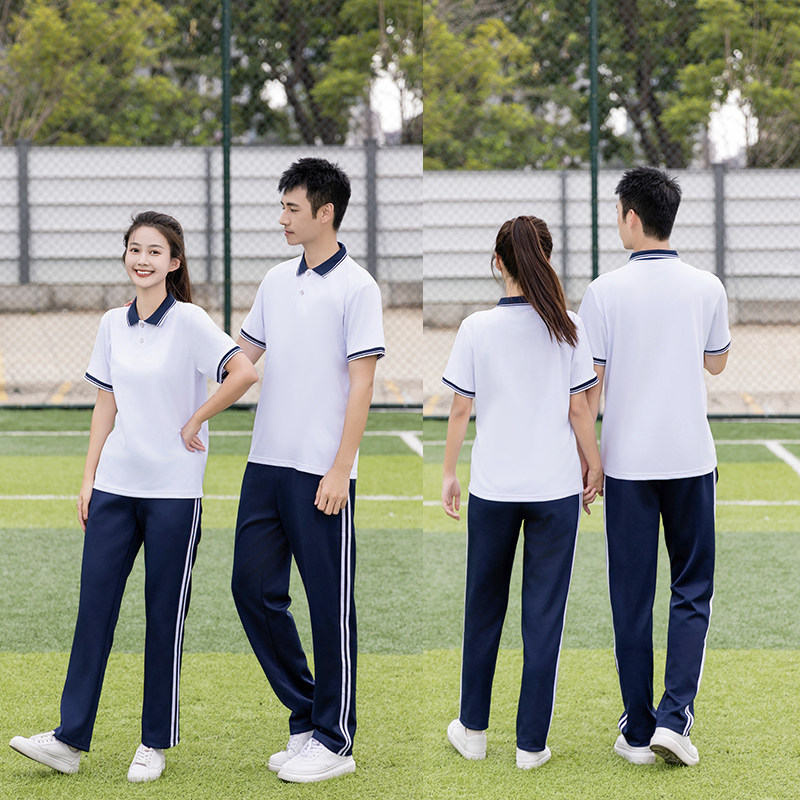 新款夏季中小学生T恤校服套装高中生半袖两件套男女款班服运动服