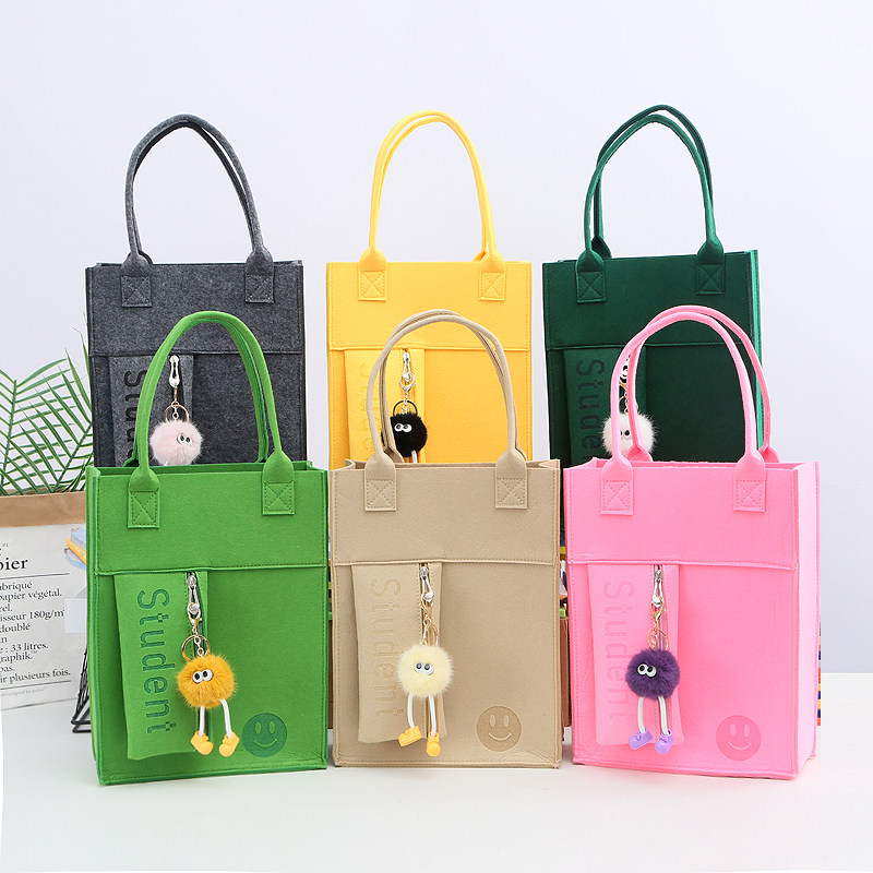 学生补习袋韩版加厚款毛毡包时尚