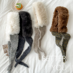 百搭 ins休闲时尚 小围巾女秋冬季 毛绒保暖毛领子围脖领带绑带韩版