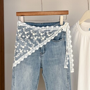 氛围感穿搭 百搭系带叠穿屁帘时尚 2026新款 白色蕾丝裙帘女春夏韩版