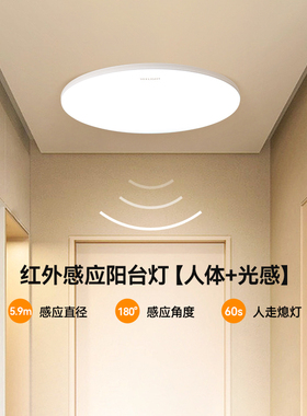 yeelight人体感应灯入户门过道走廊楼道自动无线雷达声光控感应灯