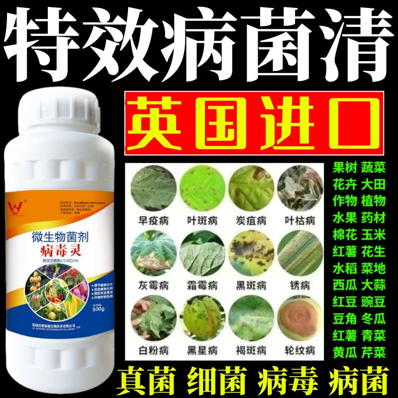 特效病菌清毒灵果树蔬菜花卉杀菌剂锈病炭疽病叶斑病霜霉病叶斑病