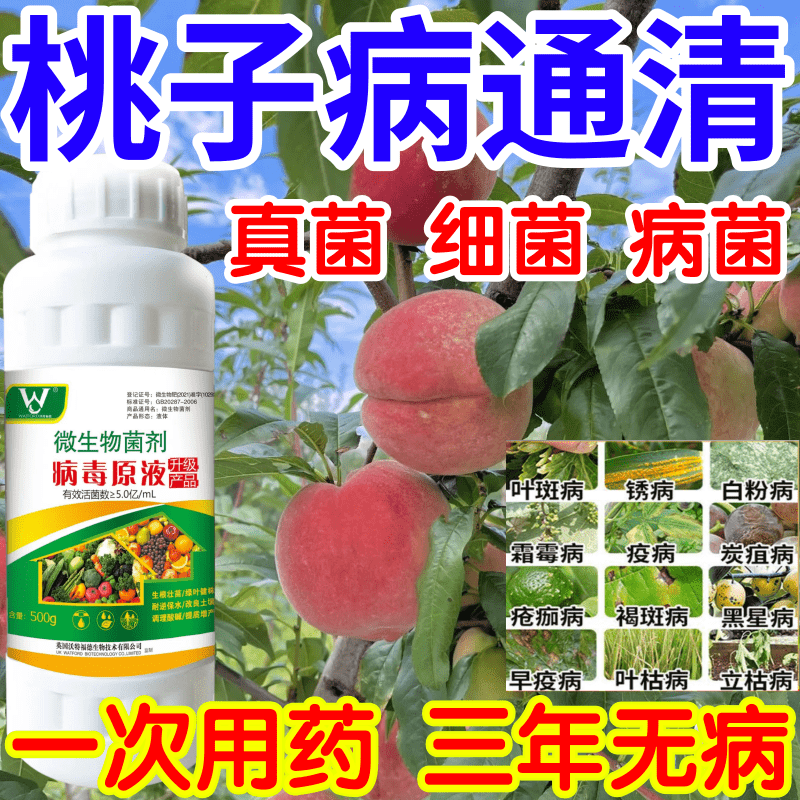 桃子病通清黑星病立枯病疫病锈病果树蔬菜花卉生根壮苗增产杀菌剂
