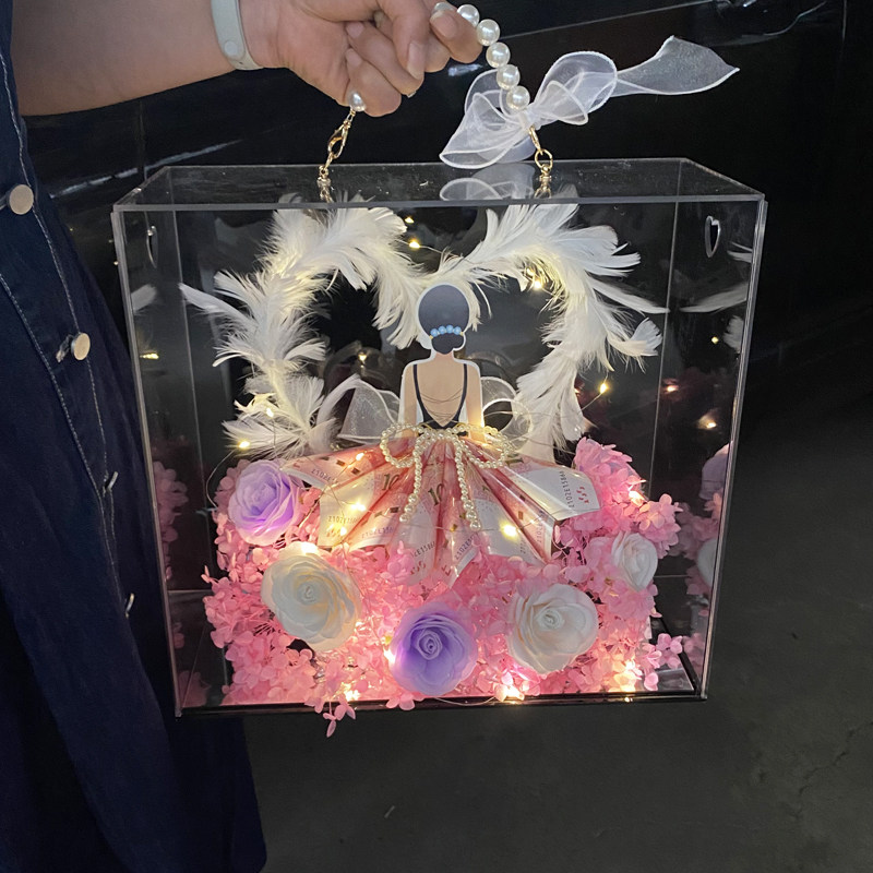 网红月亮有钱花女神背影手工材料