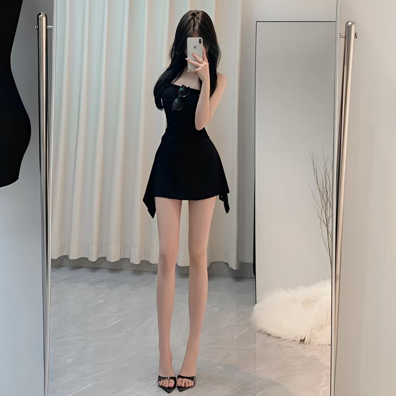 性感纯欲抹胸包臀连衣裙短裙小个子约会掐腰A字小黑裙御姐小礼服