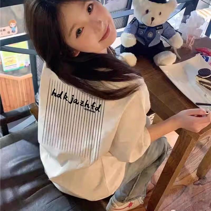 纯棉短袖t恤女2025新款爆款夏季正肩设计感小众美式宽松半袖上衣