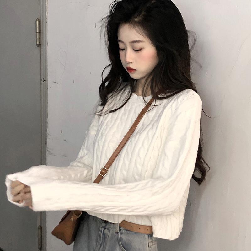 白色短款毛衣外套女装2024新款超好看小个子独特别致小众内搭上衣