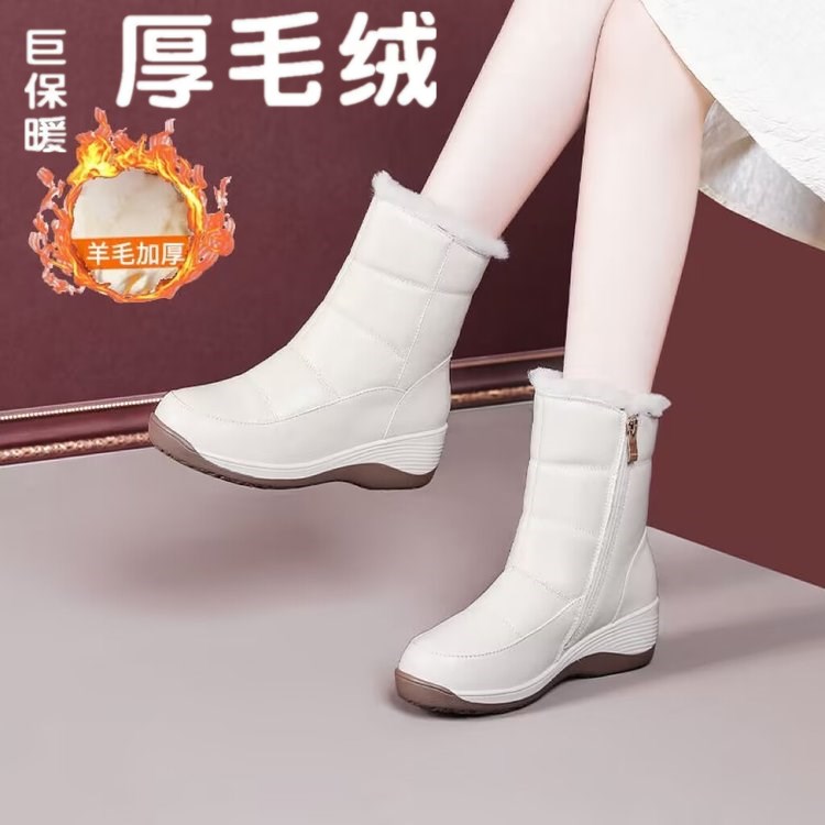 真皮雪地靴女冬加绒加厚防滑短靴