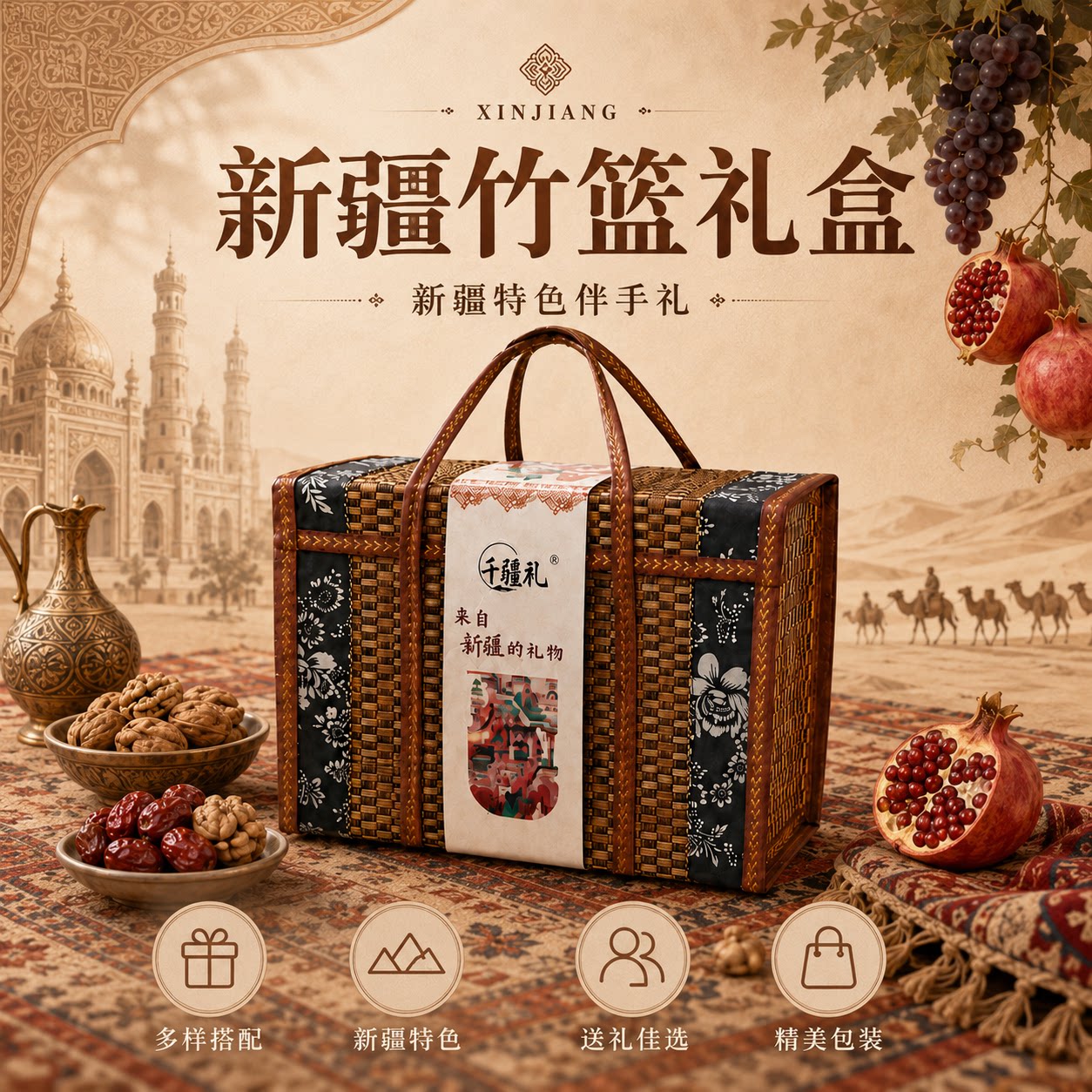 新疆坚果零食礼盒混合干果罐装伴手礼送长辈中秋节日送礼当季新货