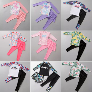 新款 长裤 儿童泳衣男童分体泳装 女童长袖 可爱游泳衣 中大童套装 韩版