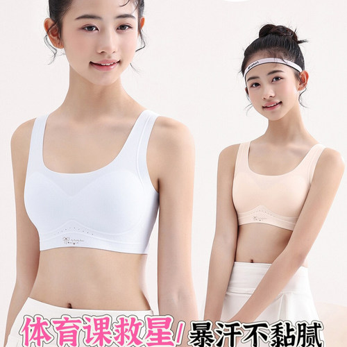 少女内衣发育期初中高中学生二阶段运动背心式文胸固定杯粉韵2611