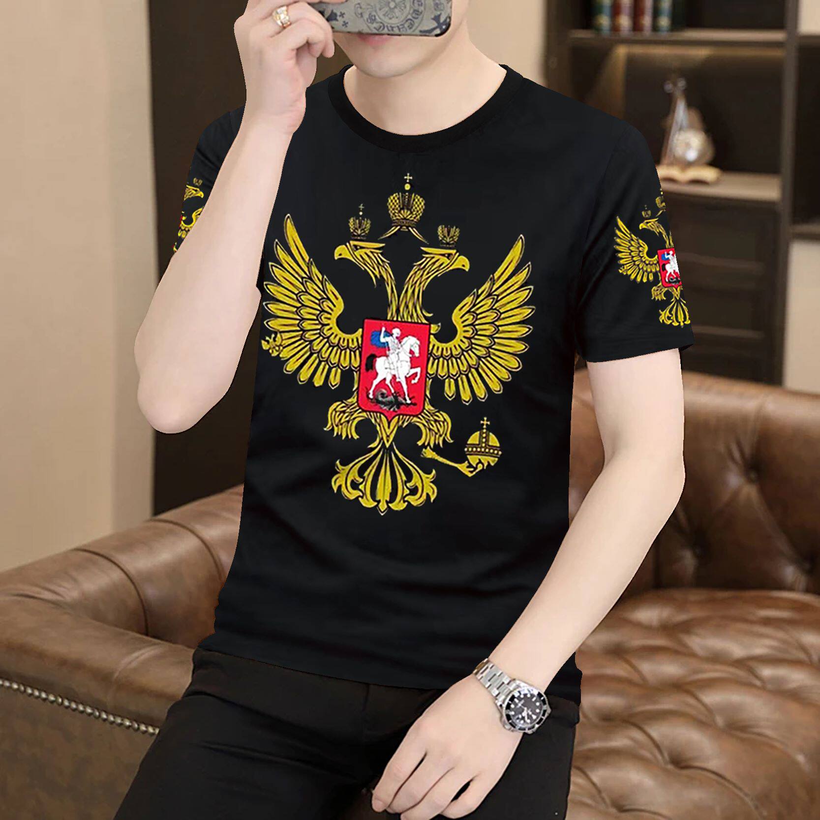 短袖T恤男宽松衣服夏季薄款冰丝速干半袖体恤衫潮流大码男装上衣