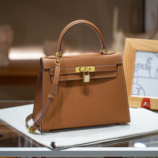 进口Epsom掌纹凯莉包女28外缝头层牛皮手提包通勤百搭单肩斜挎包