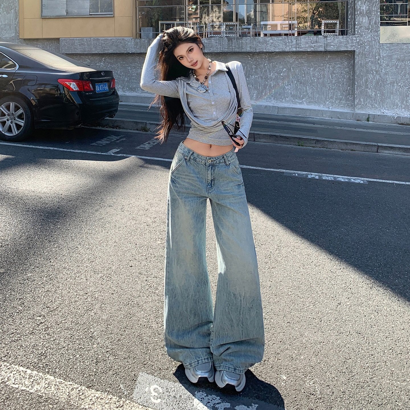 美式复古显瘦弯刀牛仔裤女高腰宽松阔腿2026春秋季新款直简拖地裤,女装/女士精品,牛仔裤,淘宝优惠券,粉丝福利购,淘宝优惠卷