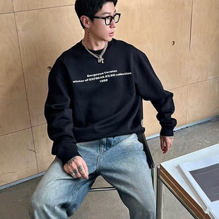 STA国潮美式 宽松重磅400g情侣上衣 字母标语1992圆领卫衣男女秋季