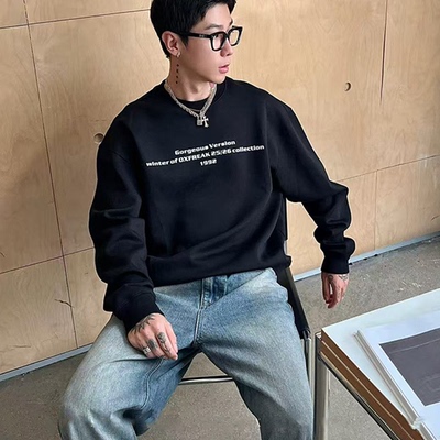 STA美式字母标语1992圆领卫衣男