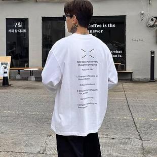 潮牌宽松情侣打底衫 T恤男女春秋新款 休闲排序字母长袖 STA国潮美式