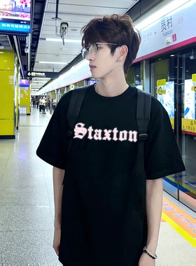 STA国潮美式重磅幻影字母短袖T恤男女夏季潮牌宽松情侣嘻哈bf上衣