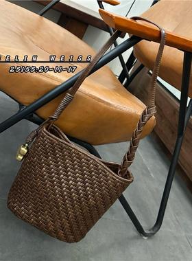 SELIN WEISS包包女2025新款时尚百搭单肩包编织包水桶包编织小包