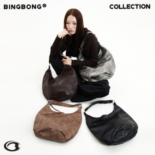 BINGBONG 简约水桶包手提大容量通勤高级感单肩斜挎包女 心灵飓风