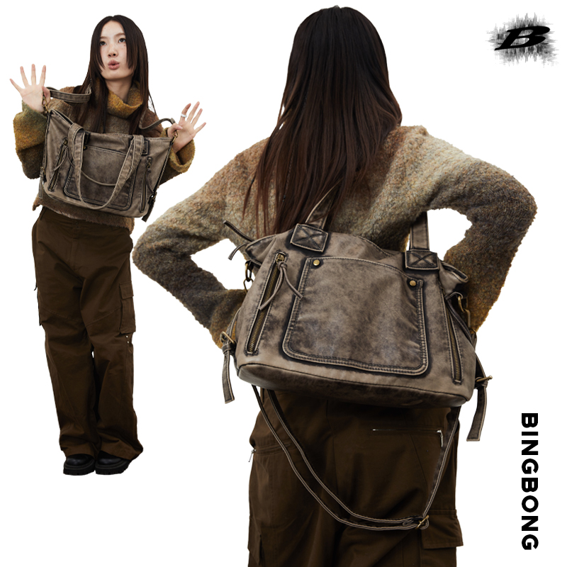 BINGBONG复古托特包废土风斜挎包