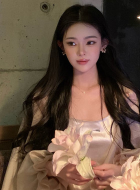 一枝和月香 新款时尚轻奢简约小众设计镶嵌珍珠前后可拆卸金属耳