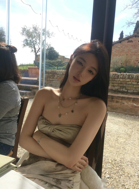 中古vintage爱心项链新款冷淡风毛衣复古古着锁骨链女高级感颈链