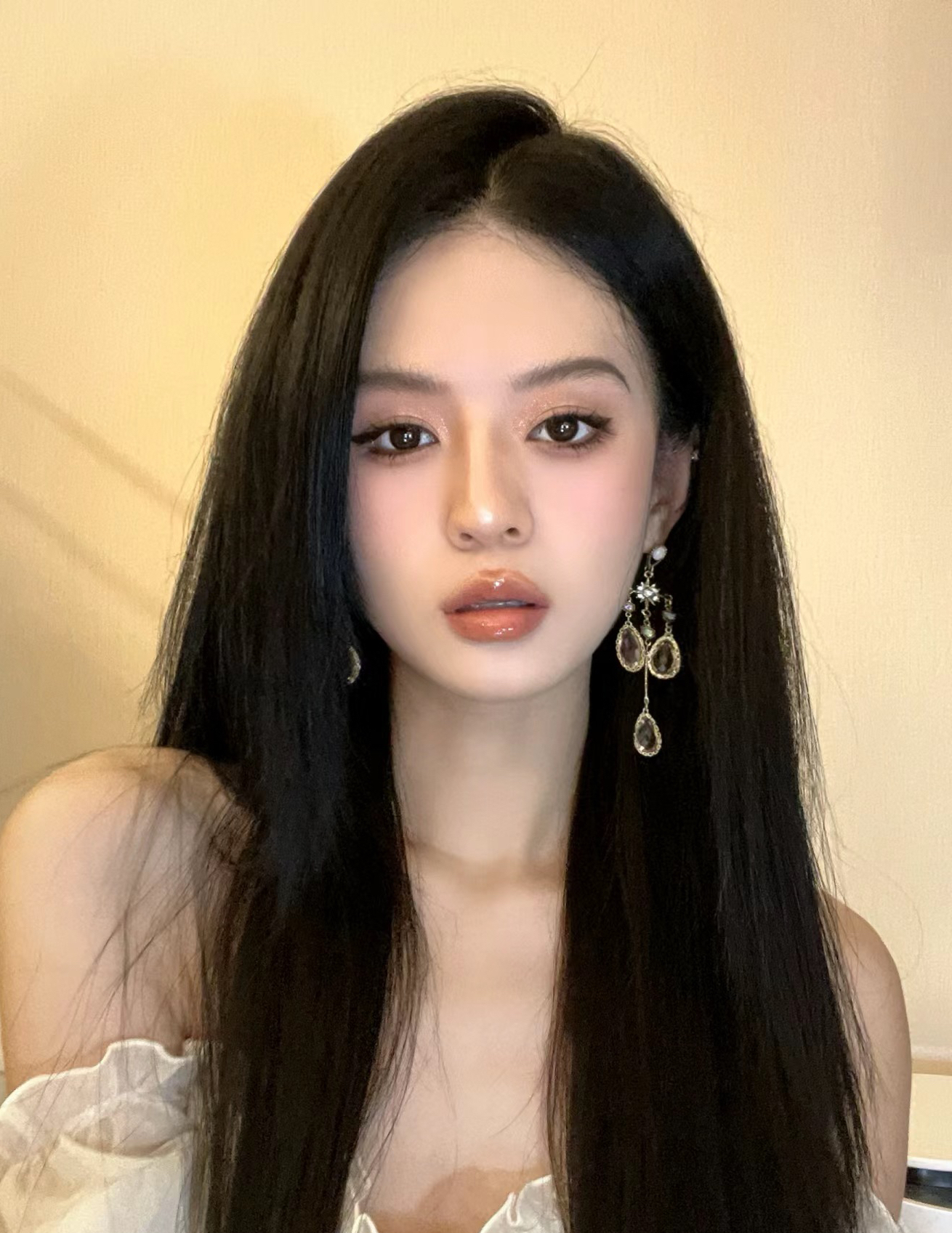 银针镶钻水晶芒星水滴流苏耳环时尚复古轻奢耳坠重工高级感耳饰