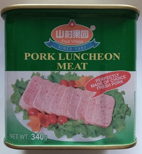 山村果园午餐肉烟台飞轮方便即食罐装速食火锅三明治340g*2罐价格